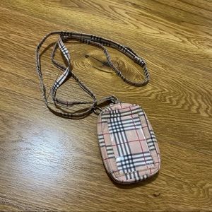 Plaid mini wallet with straps